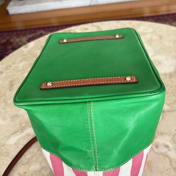 Dooney & Bourke O Ring Tote Bag Pink & White Canvas & Leather - Picture 12 of 17